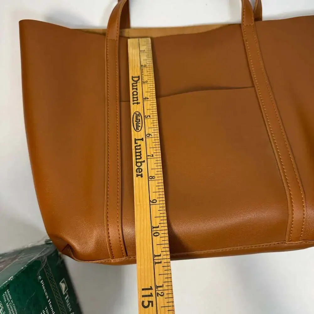 Henny + Lev Danielle Tote Bag in Cognac Vegan Leather - Picture 7 of 8